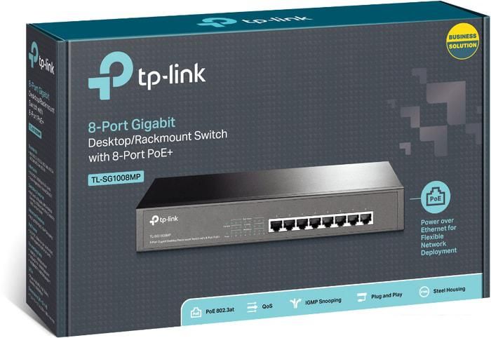 Неуправляемый коммутатор TP-Link TL-SG1008MP