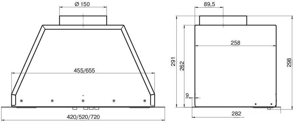 Вытяжки Elikor Врезной блок Flat 52П-650-К3Д (черный) (954638)