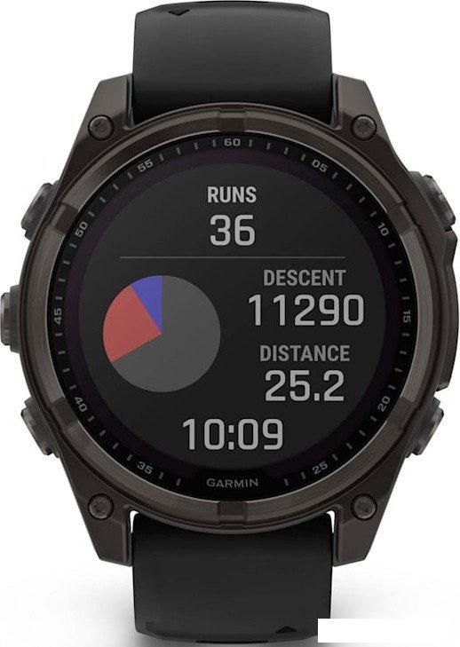 Умные часы Garmin Fenix 8 Solar, Sapphire 47мм (титановый угольно-серый DLC с черным ремешком)
