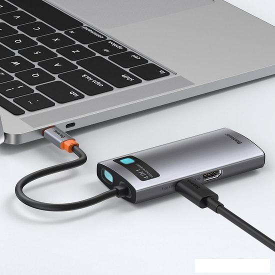 Док-станция Baseus Metal Gleam Series 4 in 1 Multifunctional Type-C CAHUB-CY0G