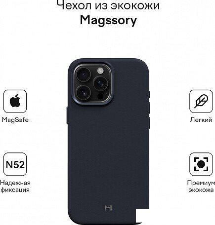 Чехол для телефона Magssory Eco Leather Case Blue для iPhone 16 Pro Max CLT029b
