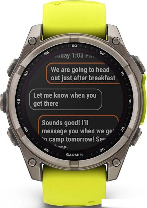 Умные часы Garmin Fenix 8 Solar, Sapphire 47мм (титановый серый с желтым ремешком)