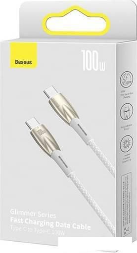 Кабель Baseus Glimmer Series Fast Charging Data Cable USB Type-C - Type-C 100W CADH000702 (1 м, белый)