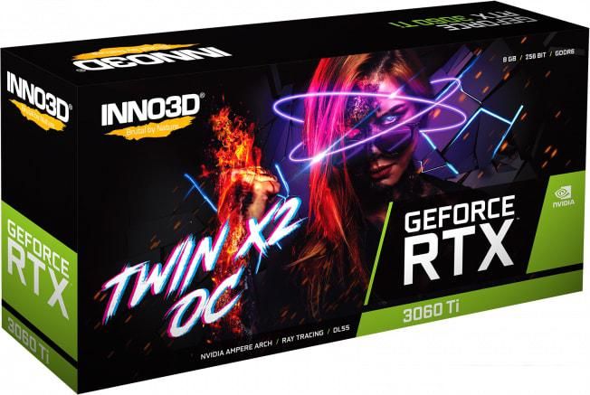 Видеокарта Inno3D GeForce RTX 3060 Ti Twin X2 OC LHR 8GB N306T2-08D6X-119032DH