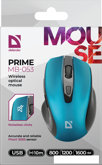 Мышь Defender Prime MB-053 (бирюзовый)