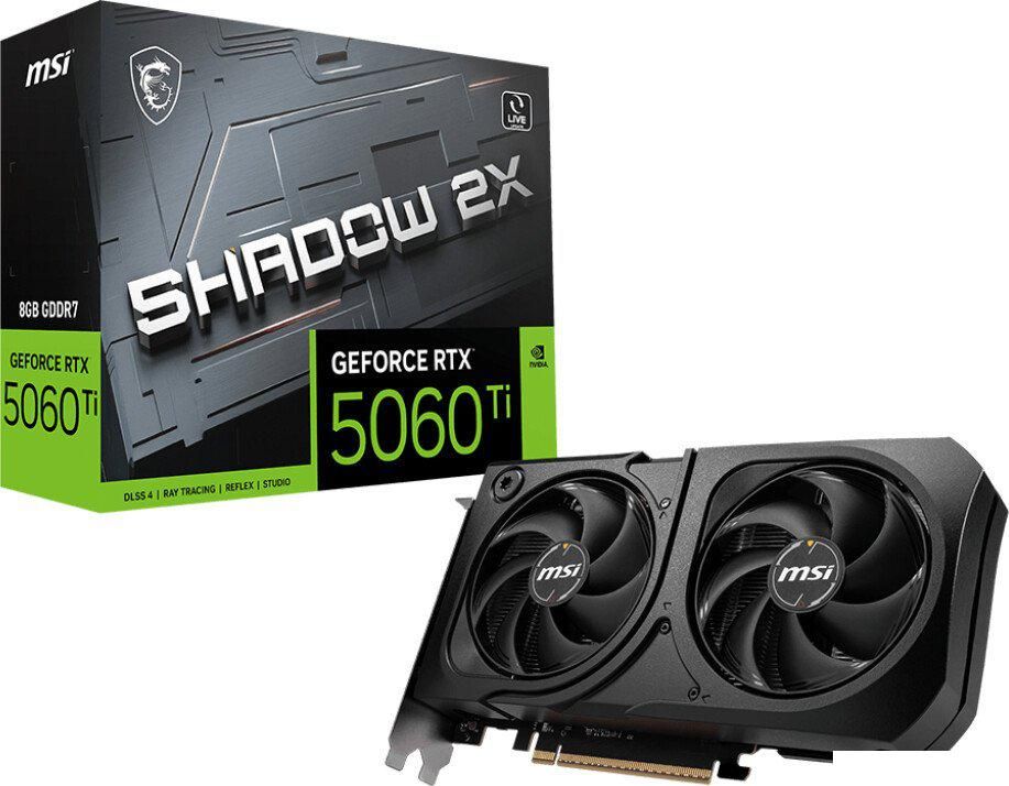 Видеокарта MSI GeForce RTX 5060 Ti 8G Shadow 2X OC Plus