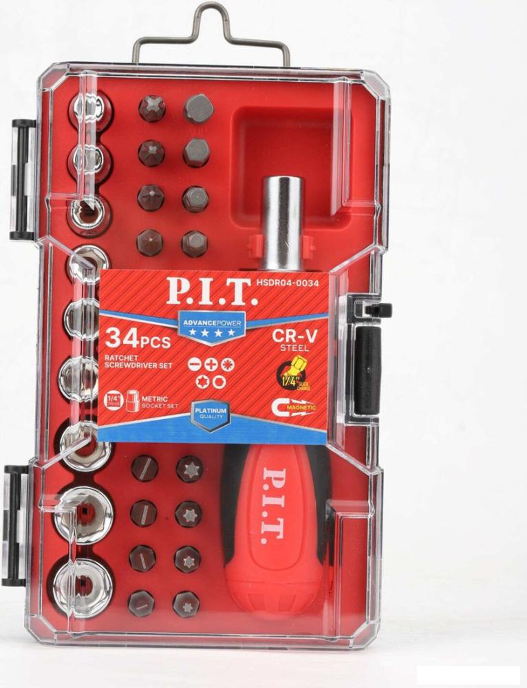 Набор отвертка с битами и головками P.I.T. Advance HSDR04-0034 (34 предмета)