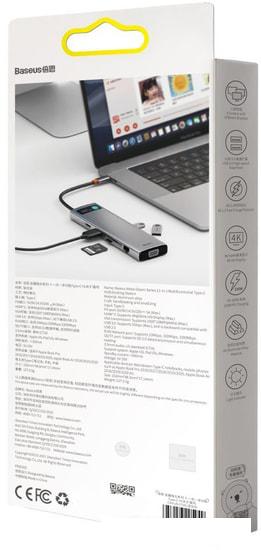 Док-станция Baseus Metal Gleam Series 11-in-1 Multifunctional HUB Type-C Hub Docking Station CAHUB-CT0G