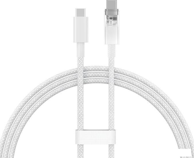 Кабель Baseus Explorer Series Fast Charging Cable Auto Power-Off For Overheating 100W USB Type-C - USB Type-C (1 м, белый)