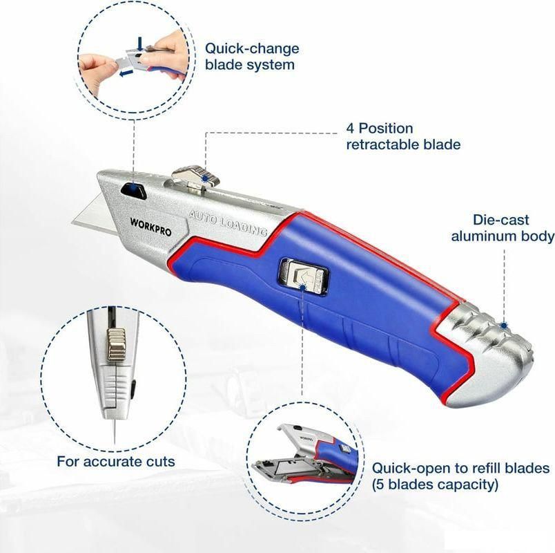 Нож строительный Workpro WP213012