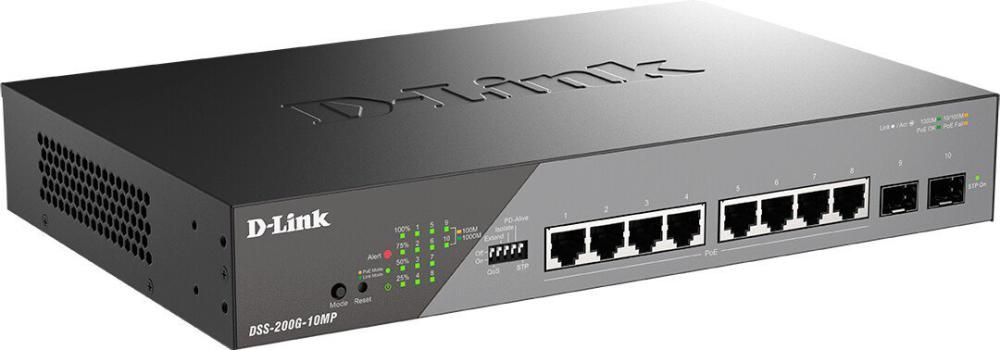 Управляемый коммутатор 2-го уровня D-Link DSS-200G-10MP/A1A