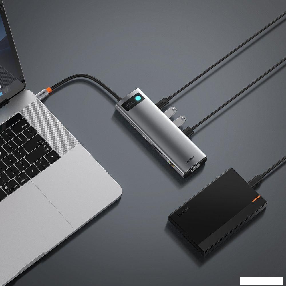 Док-станция Baseus Metal Gleam Series 11-in-1 Multifunctional HUB Type-C Hub Docking Station CAHUB-CT0G