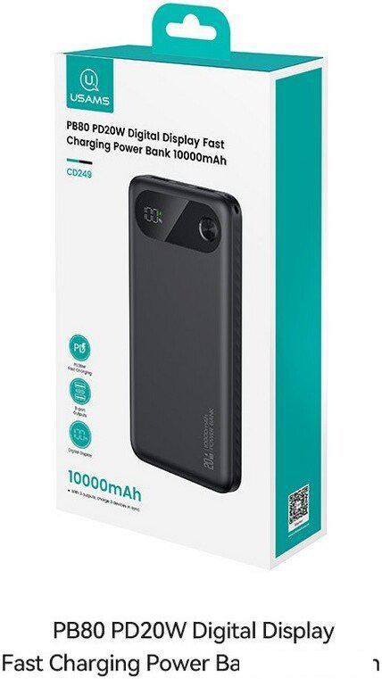 Внешний аккумулятор Usams CD249 PB80 10000mAh (черный)