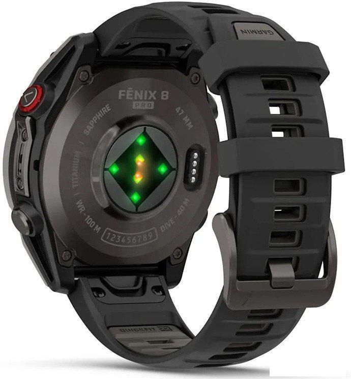 Умные часы Garmin Fenix 8 Pro 47 мм (серый, черный силиконовый ремешок)
