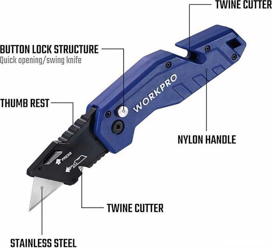 Нож строительный Workpro WP211008