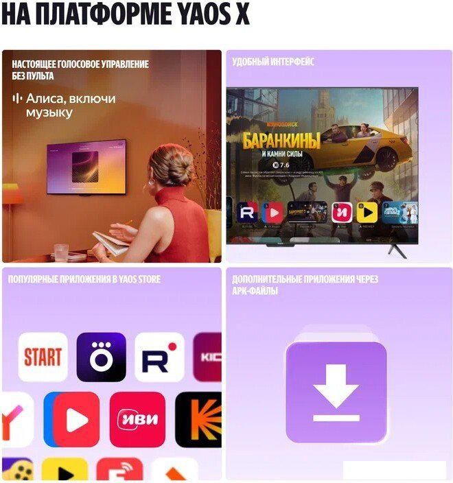 Телевизор Яндекс ТВ Станция Бейсик QLED с Алисой 65