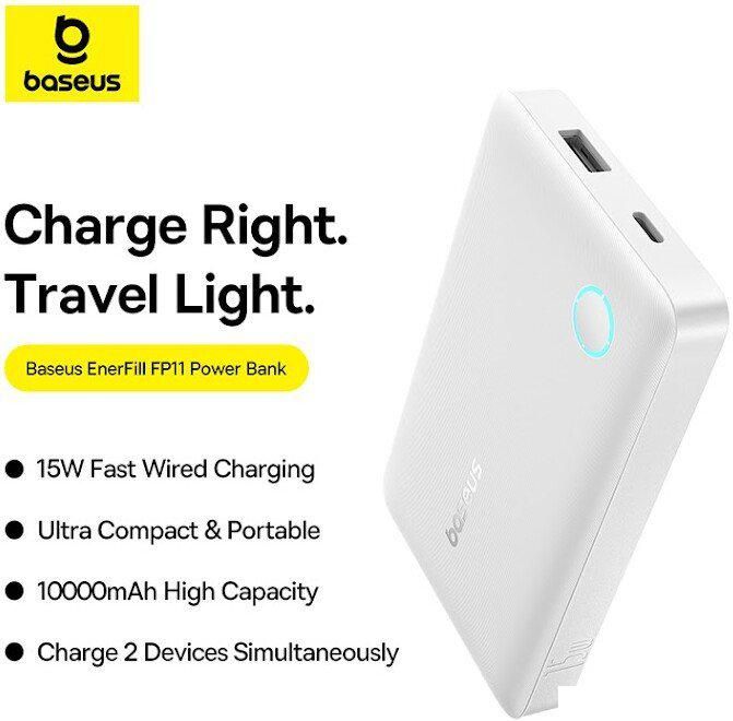 Внешний аккумулятор Baseus EnerFill FP11 10000mAh 15W (белый)