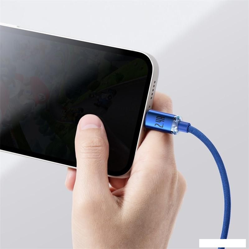 Кабель Baseus Crystal Shine USB Type-A - Lightning (2 м, синий)