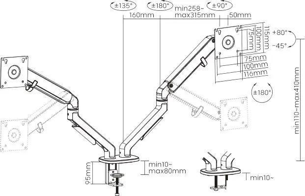 Кронштейны Ultramounts UM735SIL (серебристый)