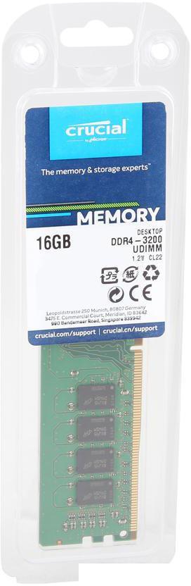 Оперативная память Crucial 16GB DDR4 PC4-25600 CT16G4DFRA32A