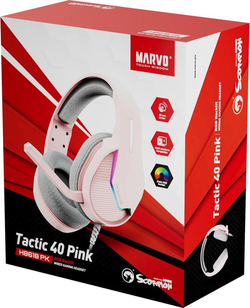 Наушники Marvo Tactic 40 (розовый)