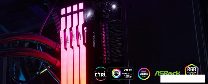 Оперативная память Kingston FURY Beast RGB 16ГБ DDR5 6400 МГц KF564C32BBEA-16