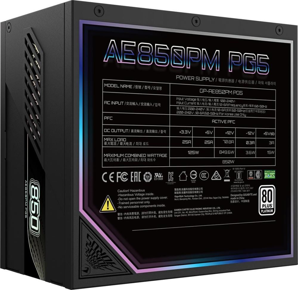 Блок питания Gigabyte Aorus Elite P850W Platinum AE850PM PG5