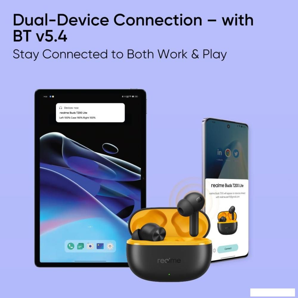 Наушники Realme Buds T200 Lite (черный)