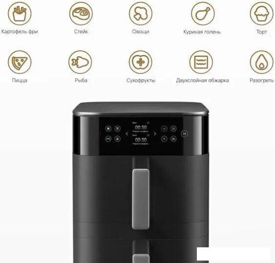 Аэрогриль (аэрофритюрница) Xiaomi Smart Double Stack Air Fryer 12L MAF-DS1201 (евровилка, черный)