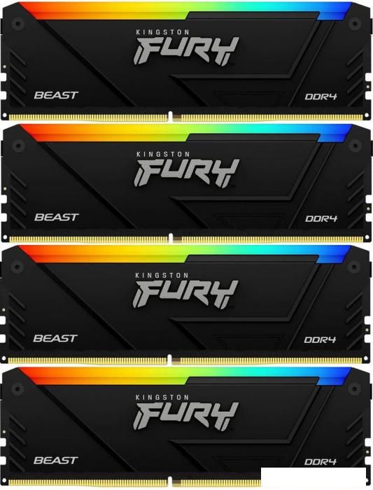 Оперативная память Kingston FURY Beast RGB 4x16ГБ DDR4 2666 МГц KF432C16BB2AK4/64