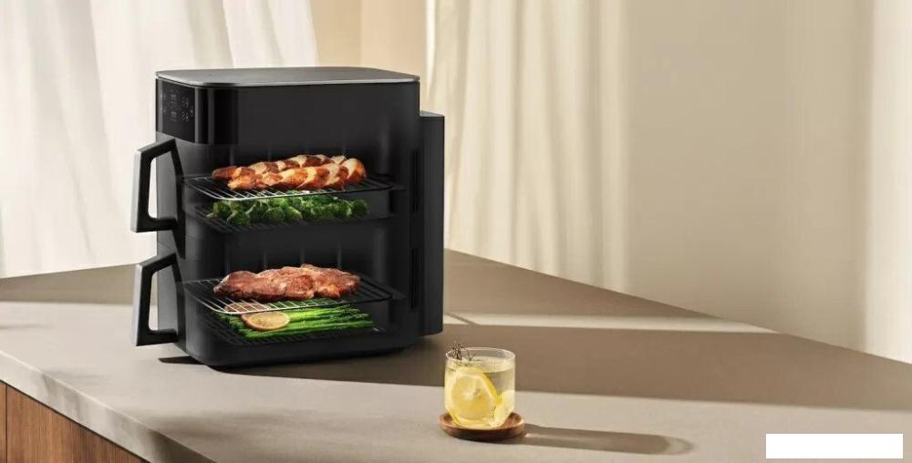 Аэрогриль (аэрофритюрница) Xiaomi Smart Double Stack Air Fryer 12L MAF-DS1201 (евровилка, черный)