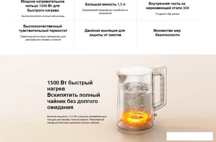 Электрический чайник Xiaomi Electric Kettle 2 Lite MJDSH06-A (евровилка)