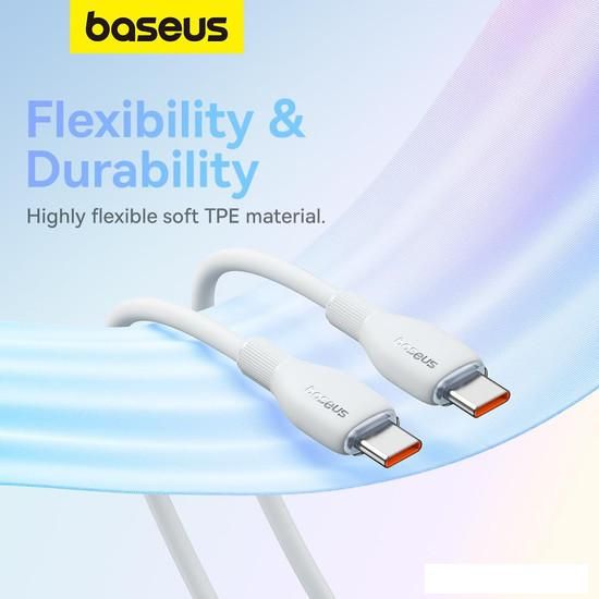 Кабель Baseus Pudding Series Fast Charging Cable 100W USB Type-C - USB Type-C (1.2 м, белый)