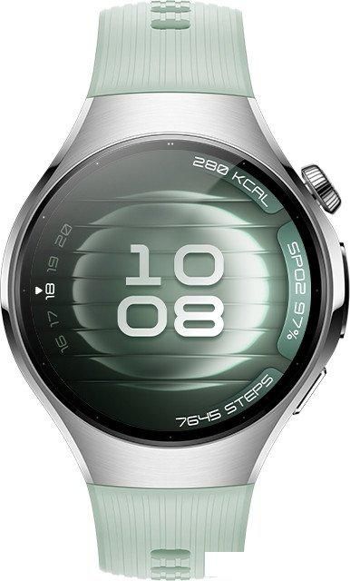 Умные часы Huawei Watch 5 42 мм (серебристый, с зеленым силиконовым ремешком, международная версия)
