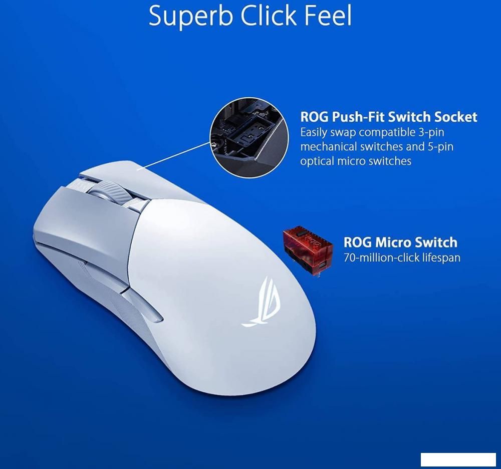 Игровая мышь ASUS ROG Gladius III Wireless AimPoint Moonlight White