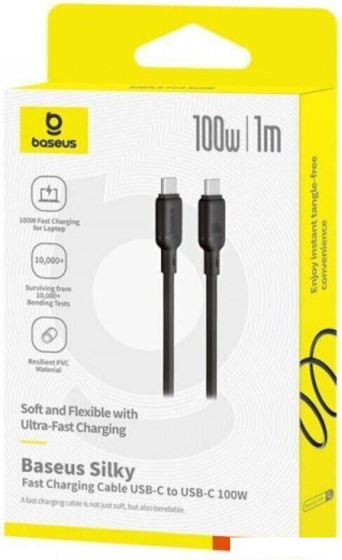Кабель Baseus Silky Series Fast Charging Cable 100W USB Type-C - USB Type-C (1 м, черный)