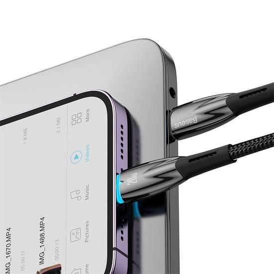 Кабель Baseus Glimmer Series USB Type-C - Lightning (2 м, черный)
