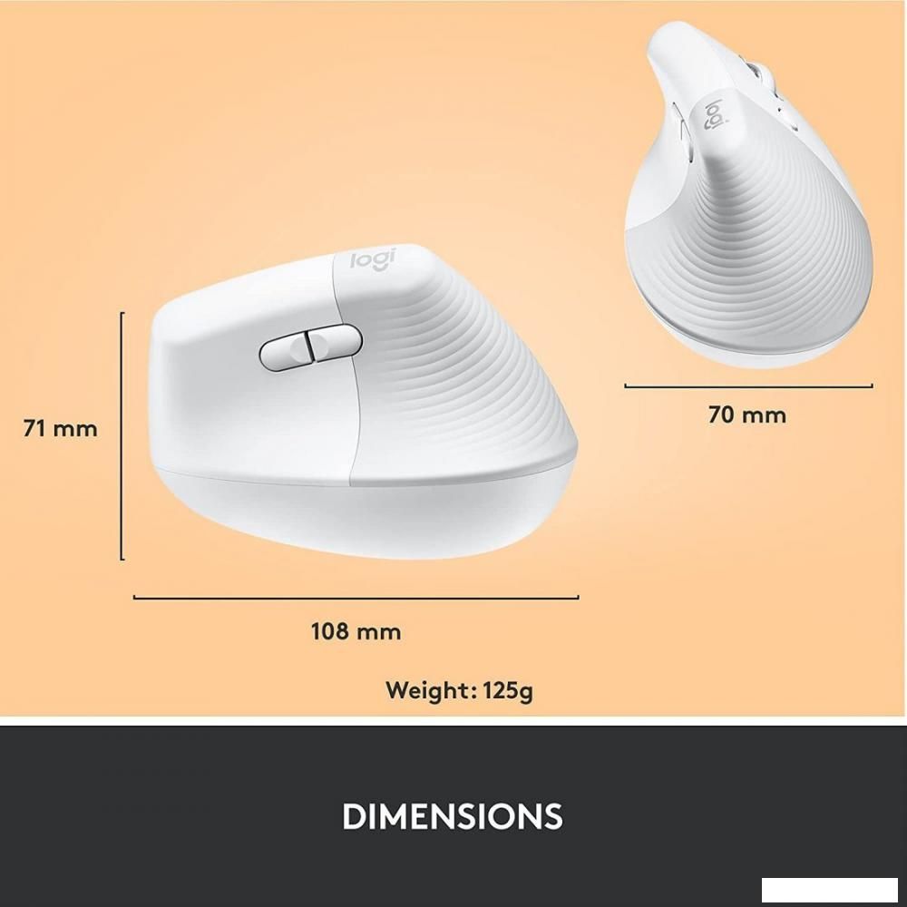 Вертикальная мышь Logitech Lift (белый)