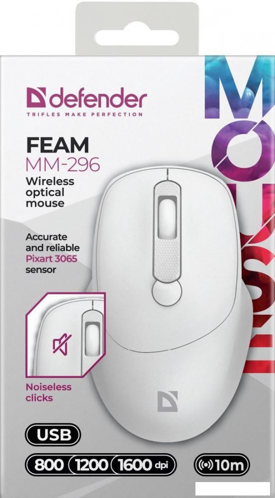Мышь Defender Feam MM-296 (белый)