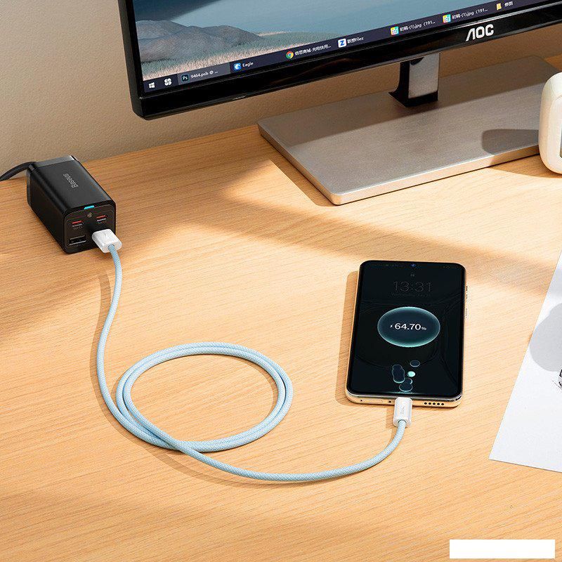 Кабель Baseus Dynamic Series USB Type-A - USB Type-C (1 м, голубой)