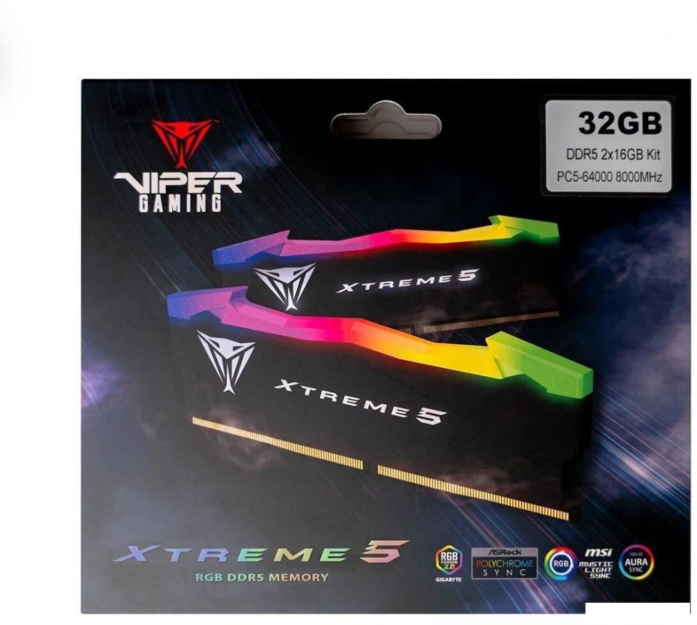 Оперативная память Patriot Viper Xtreme 5 RGB 2x16ГБ DDR5 7600МГц PVXR532G76C36K
