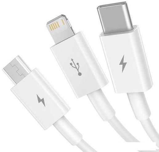 Кабель Baseus Superior Series Fast Charging USB Type-A - USB Type-C/microUSB/Lightning (1 м, белый)
