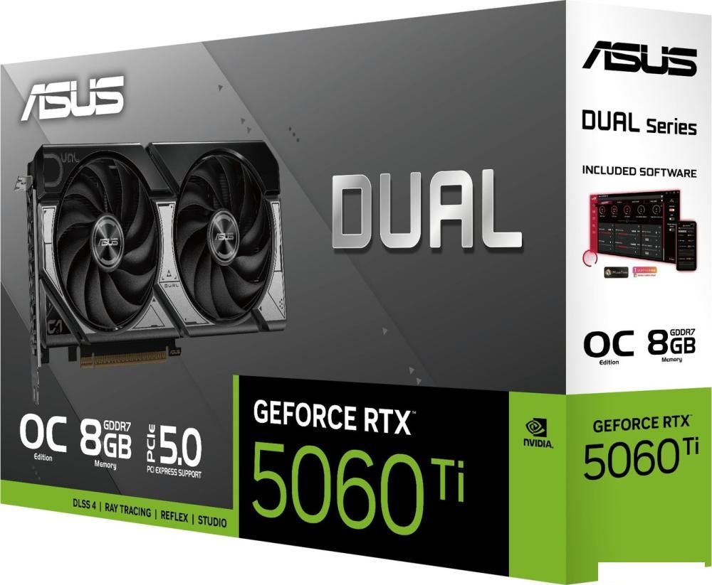 Видеокарта ASUS Dual GeForce RTX 5060 Ti 8GB GDDR7 OC Edition DUAL-RTX5060TI-O8G