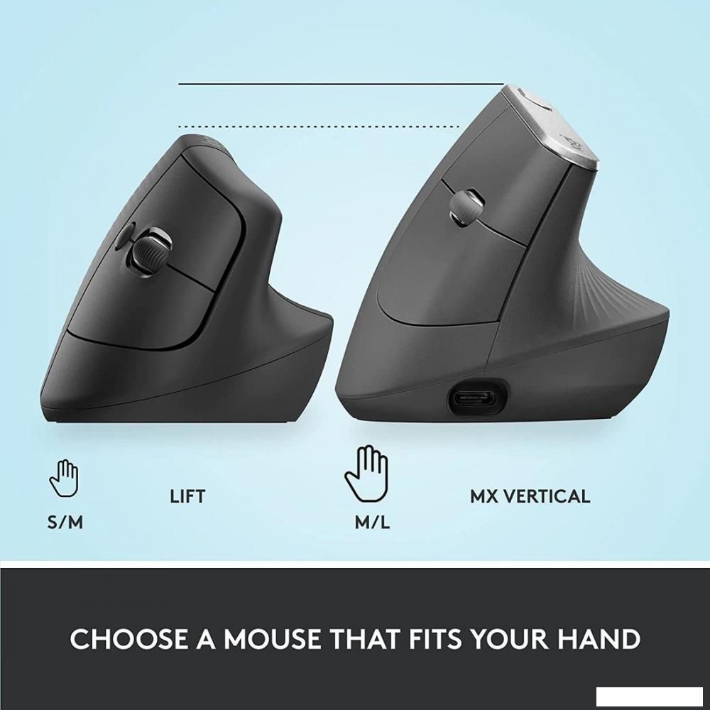 Вертикальная мышь Logitech Lift (графит)