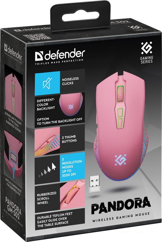 Игровая мышь Defender Pandora GM-502 (розовый)