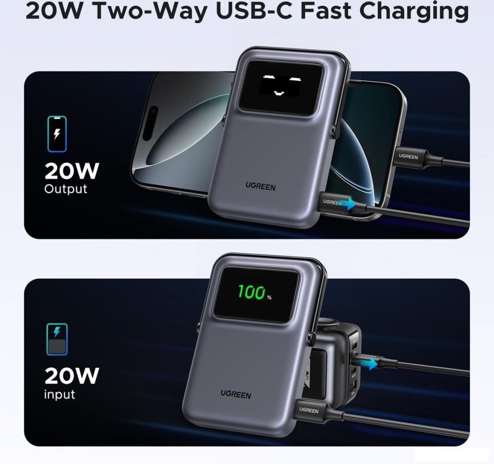 Внешний аккумулятор Ugreen PB764 10000mAh (серый)