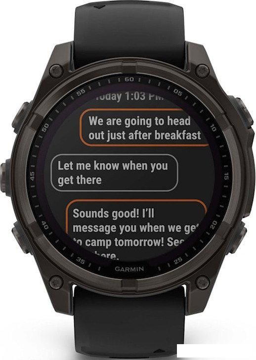 Умные часы Garmin Fenix 8 Solar, Sapphire 47мм (титановый угольно-серый DLC с черным ремешком)