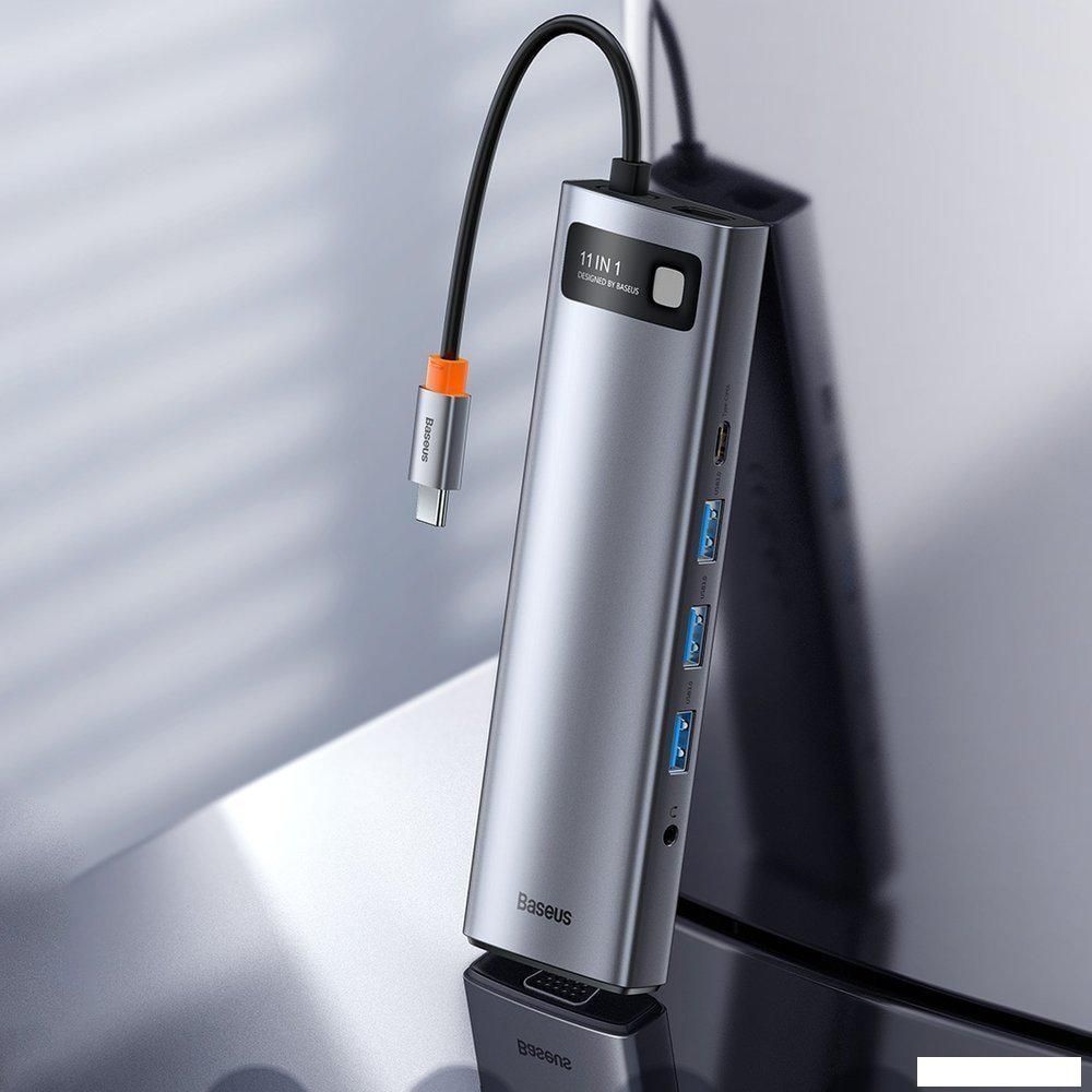 Док-станция Baseus Metal Gleam Series 11-in-1 Multifunctional HUB Type-C Hub Docking Station CAHUB-CT0G