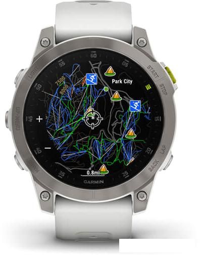 Умные часы Garmin Epix Sapphire Gen 2 (серебристый титан/белый)