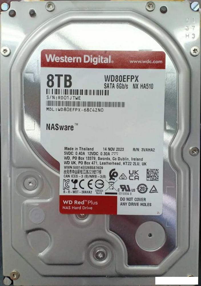 Жесткий диск WD Red Plus 8TB WD80EFPX